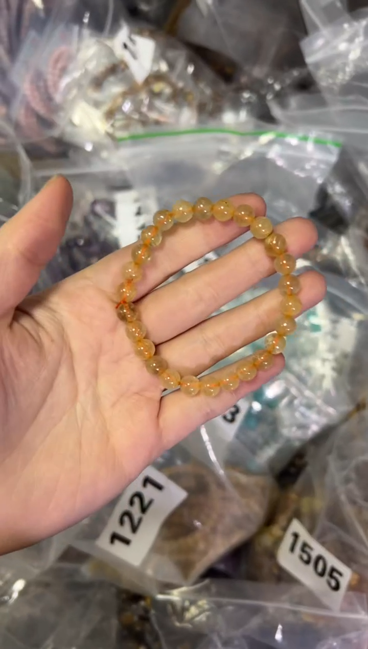 【闪购商品】发晶手链未镶嵌金发晶圆珠素圈手链[1221]