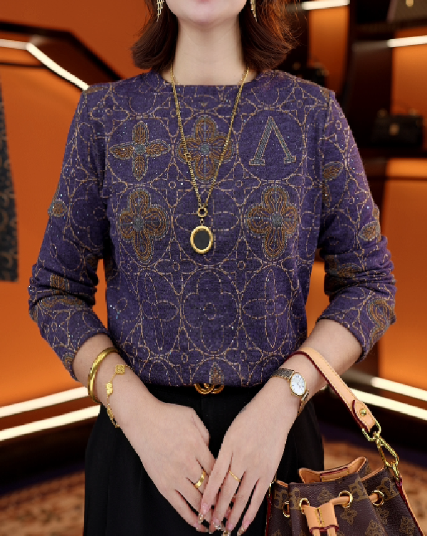 紫凝塞上2025秋冬新款高端气质时尚打底衫加厚保暖女士绒衫FF012