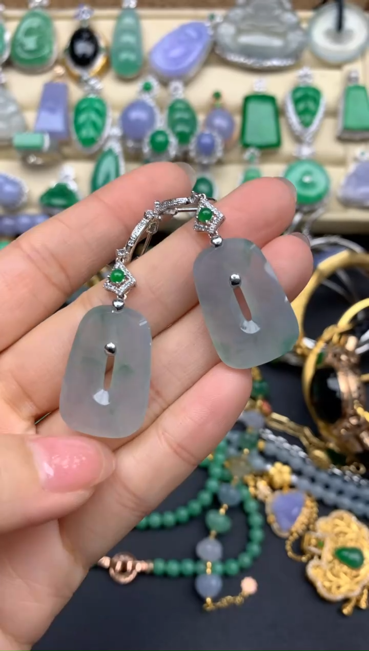 【闪购商品】翡翠耳饰18K金镶嵌491-中国好珍宝