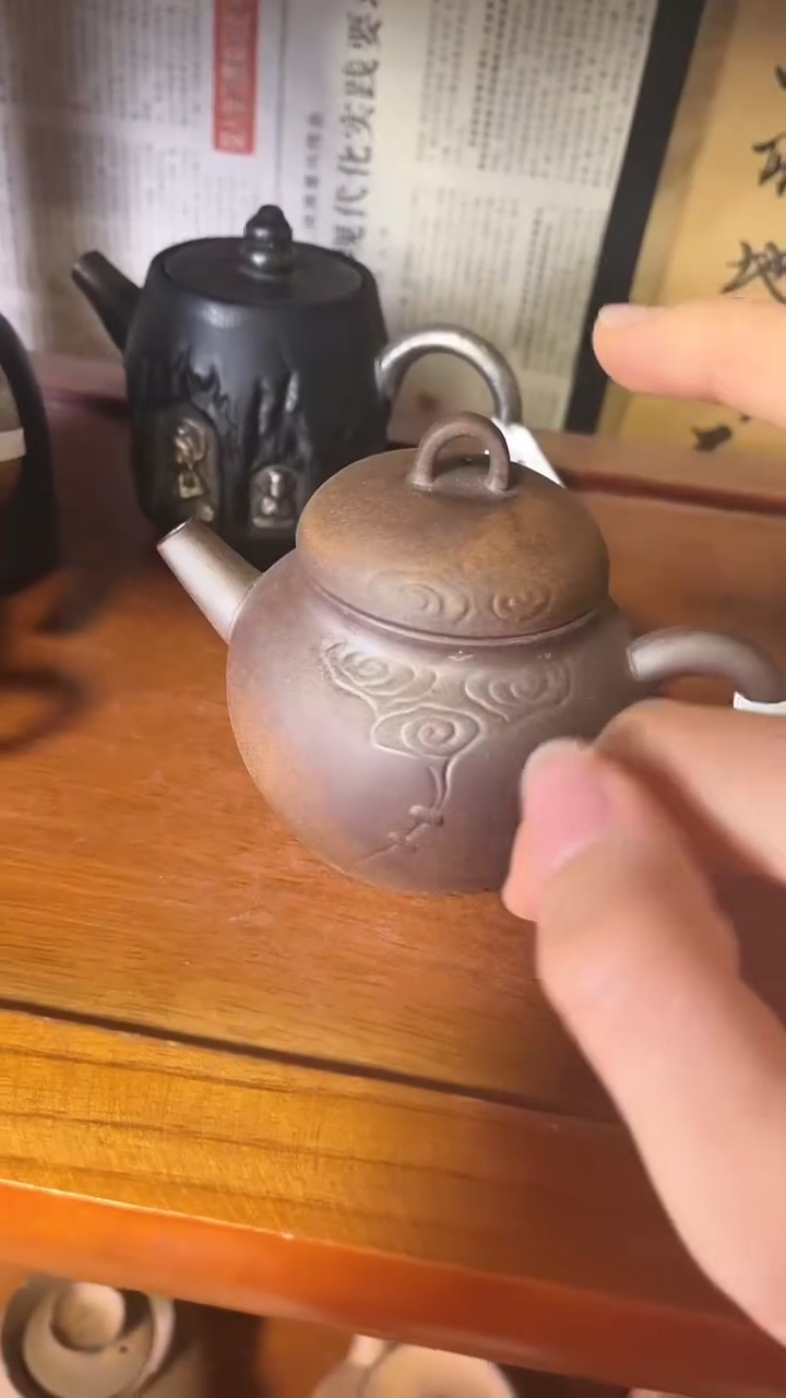 【闪购商品】B10祥云圆满磨砂感老岩泥茶壶