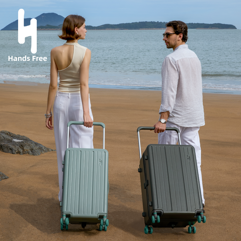HandsFree时尚宽拉杆行李箱【弹珠轴承 桃皮绒封闭内衬 双层防爆】