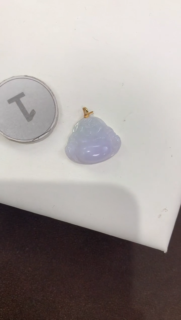 颈饰18K金镶嵌翡翠天然缅甸a货翡翠