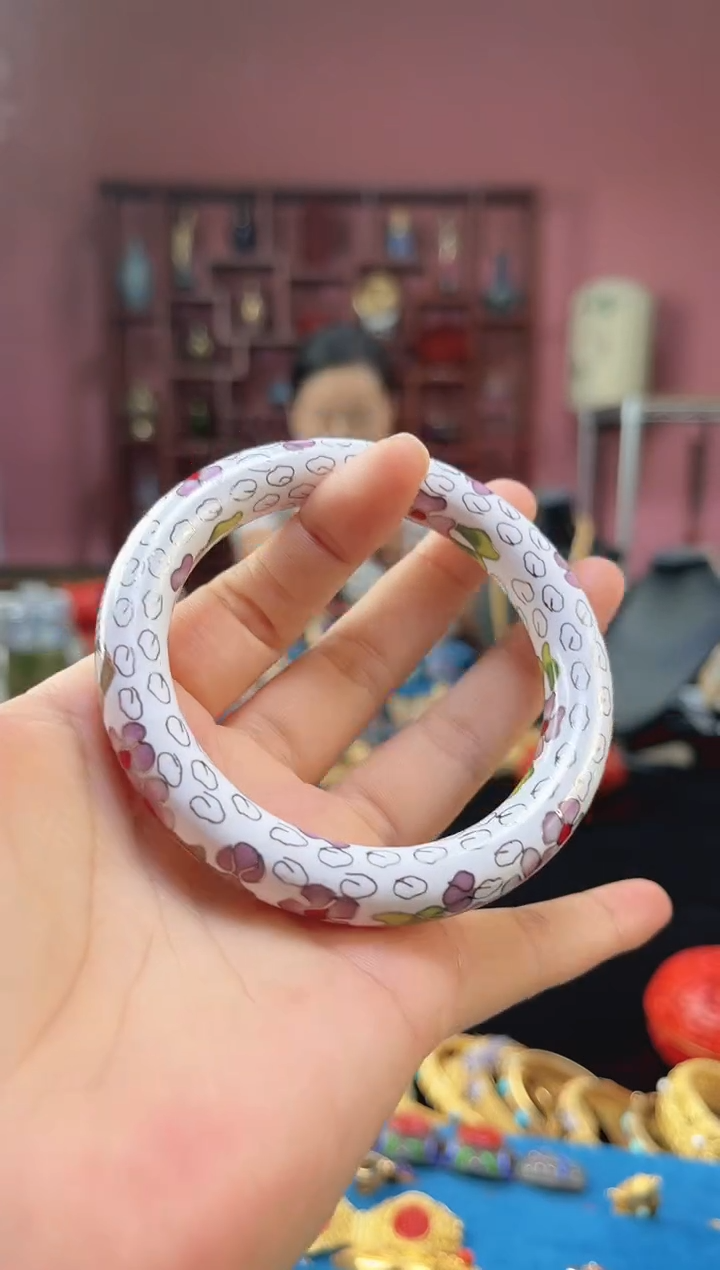 阳**使非遗 景泰蓝棍镯 60/宽版 白色