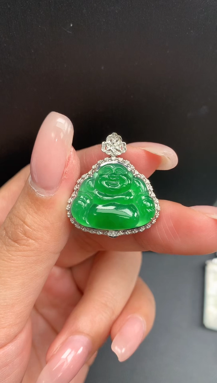 【闪购商品】翡翠颈饰18K金镶嵌佛公