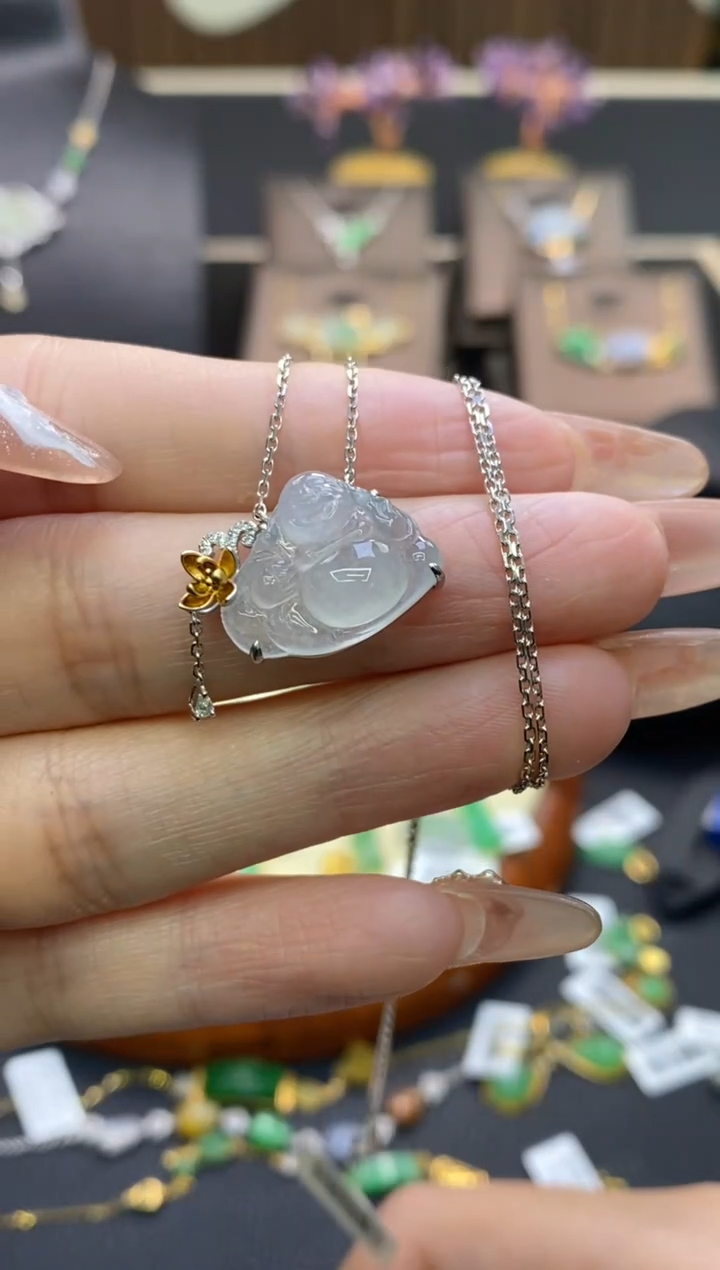 【闪购商品】翡翠颈饰18K金镶嵌净货12336