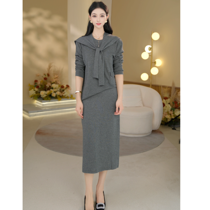 JY玖姿安娜蔻【预约链接】秋新款高腰宽松披肩显瘦慵懒感三件套