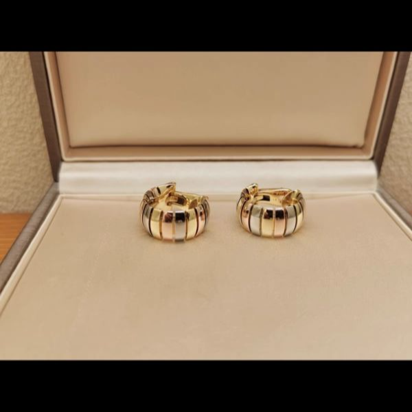 99新 Cartier/卡地亚 小花6欢 三色 耳环 黄金/玫瑰金/白金
