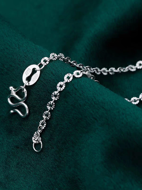 链子足银 足银9999菠萝太阳花项链女纯银素链个性百搭