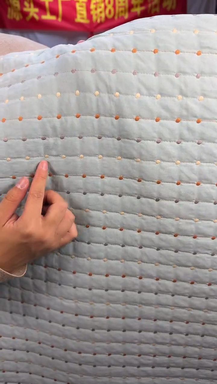 棉纯棉米粒秀薄荷绿200*230单床盖