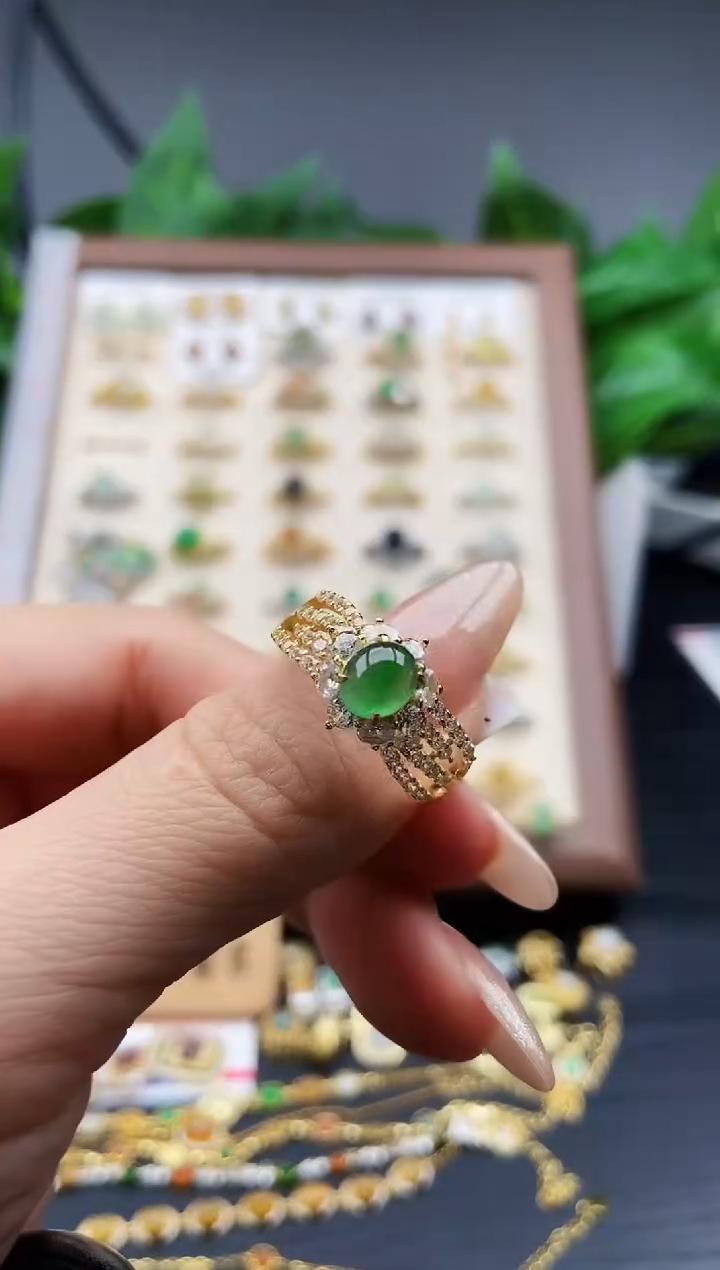 银S925镶嵌戒指翡翠12