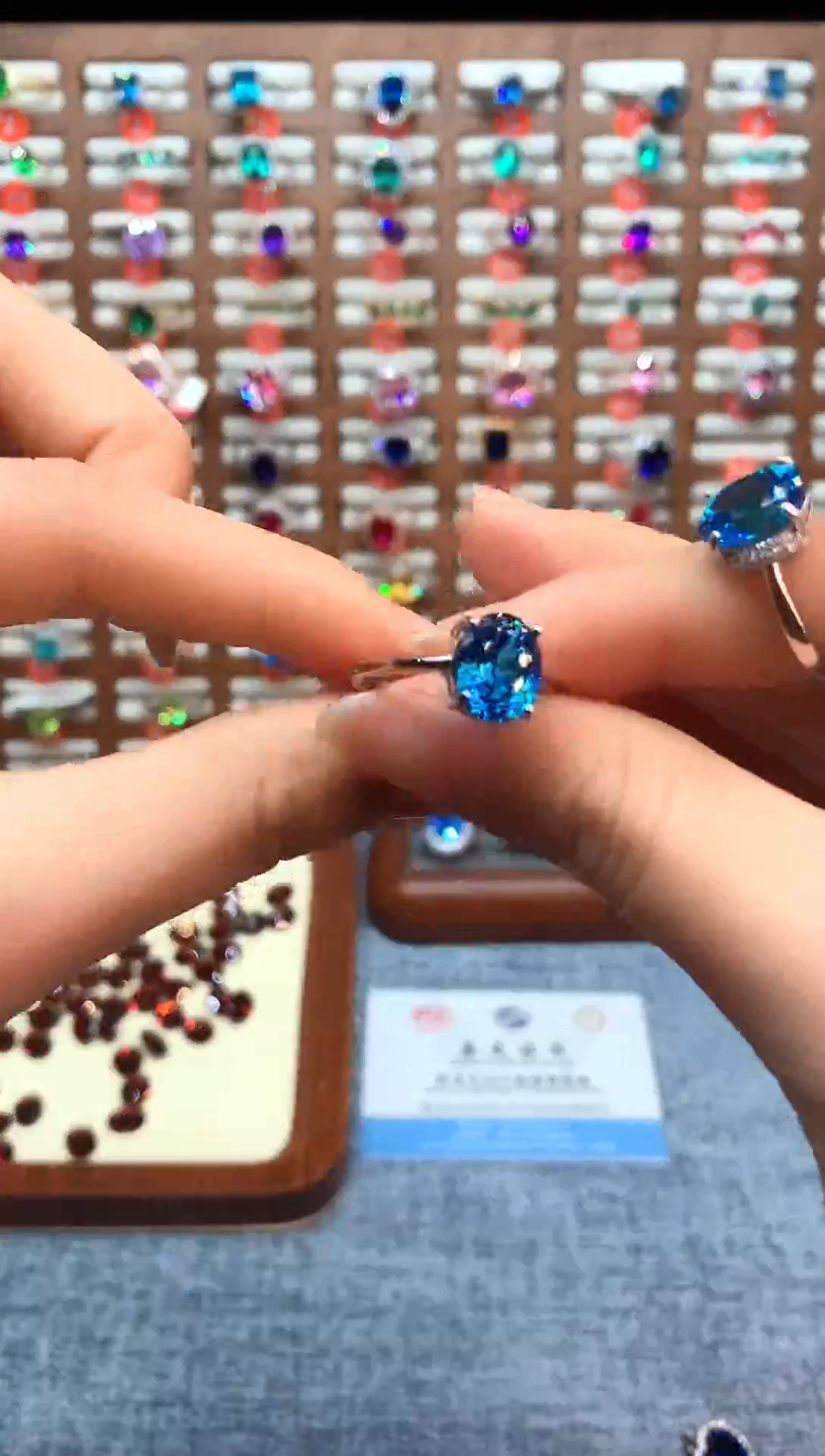 银S925镶嵌戒指碧玺...