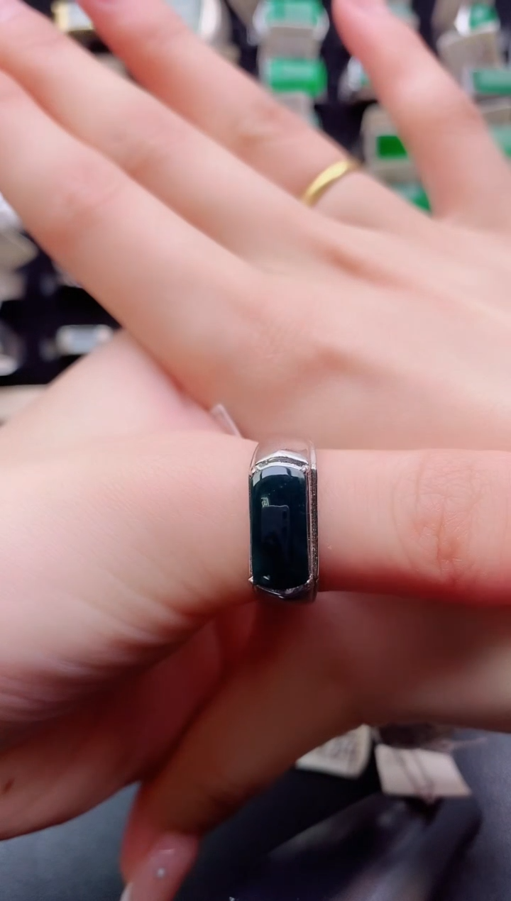 翡翠银S925镶嵌戒指12121