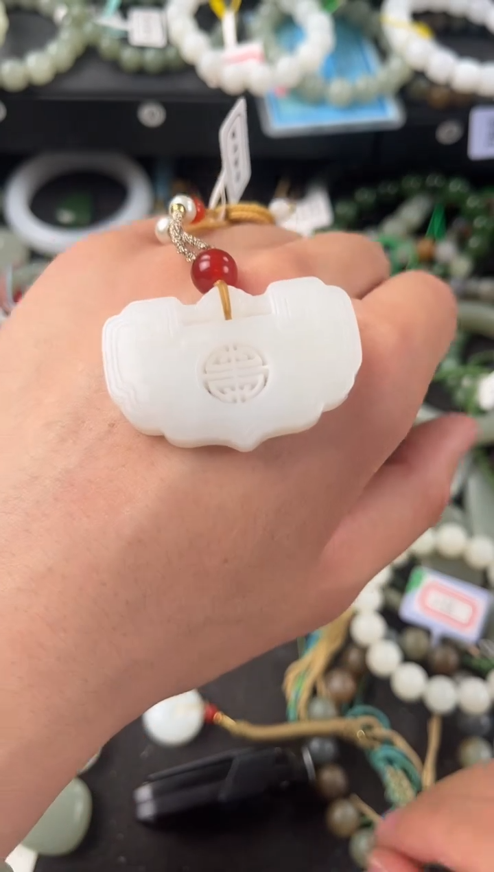 【闪购商品】和田玉如意锁未镶嵌且末天泰白玉如意锁微色差