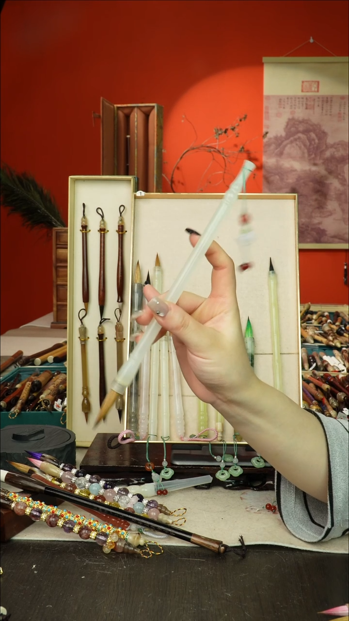 180号闪孤品高货毛笔链接 清水试笔 蘸墨不退