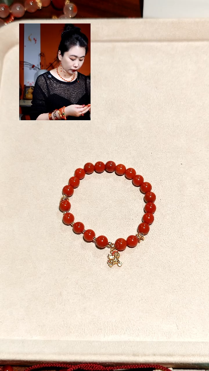 银S925镶嵌柿子红南红玛瑙（马上来钱）