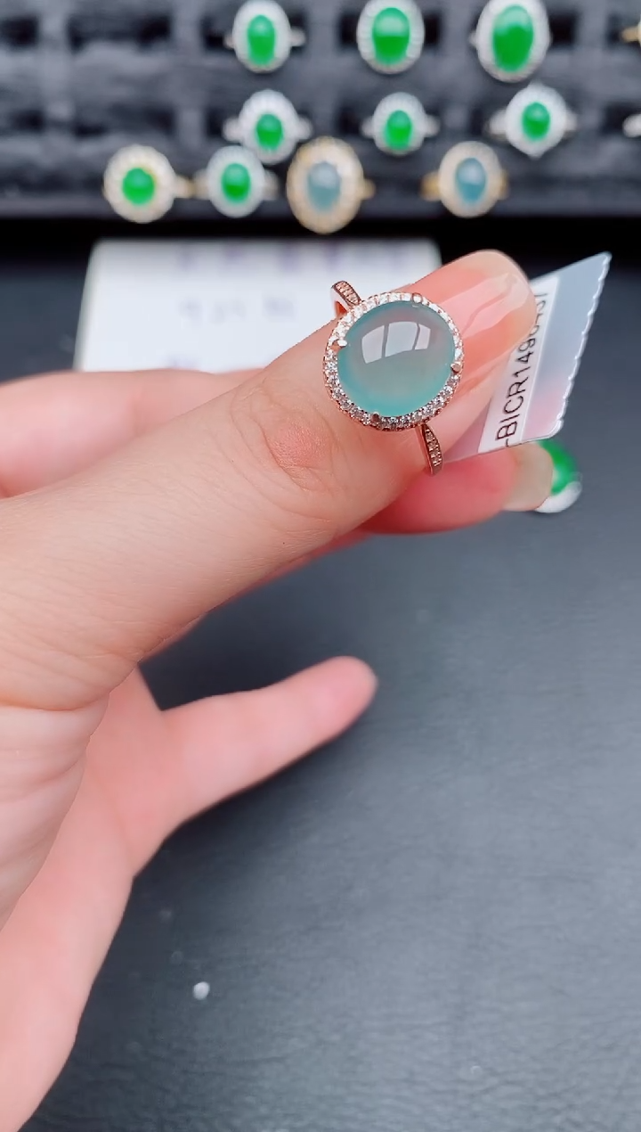 翡翠戒指银S925镶嵌天然a货翡翠610