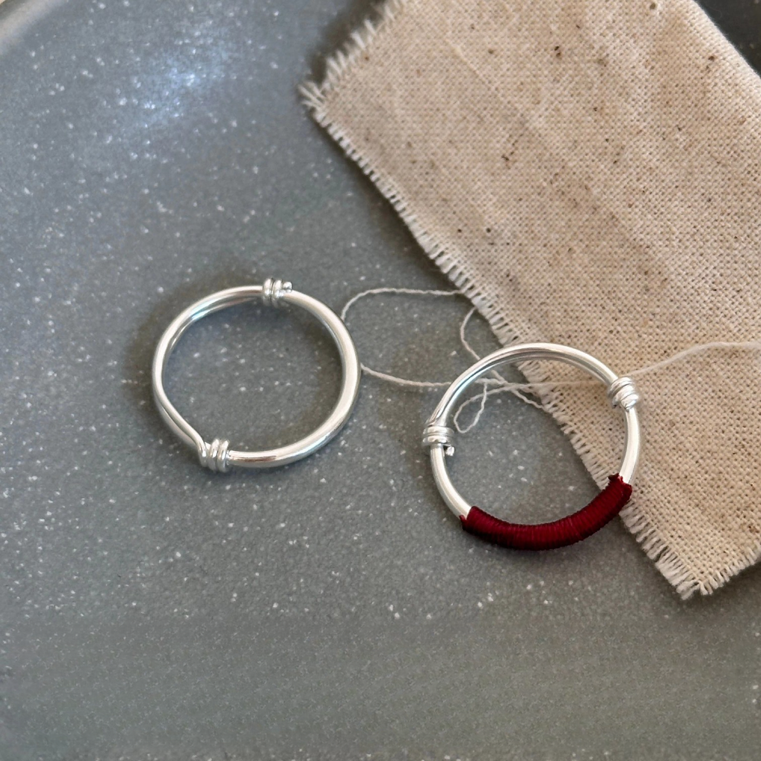 足银戒指 复古圈圈情侣设计感手工足银素圈戒指百搭光面实心简约