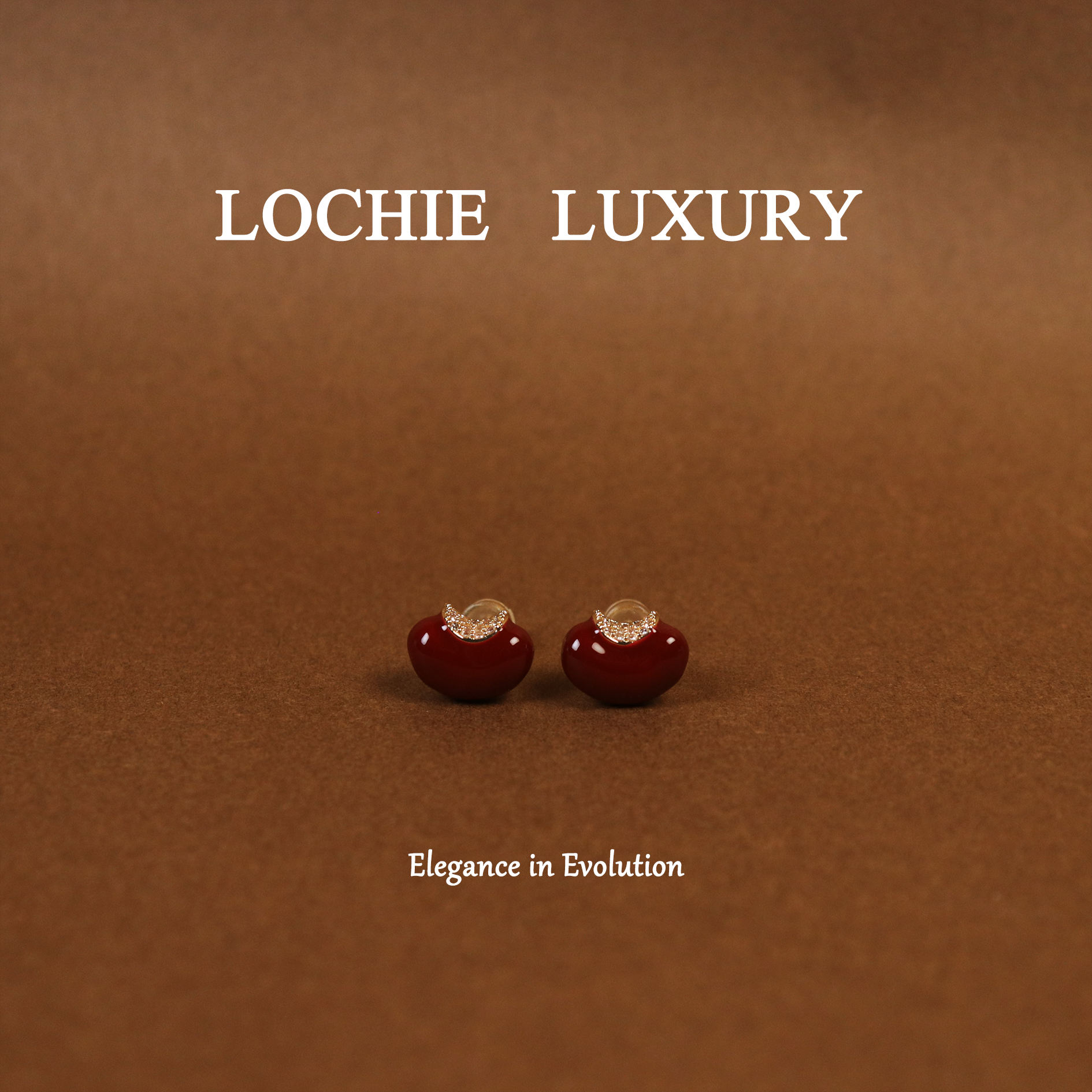 Lochie Luxury 黄铜耳饰 【玲珑红豆】L872复古百搭精致红豆耳钉