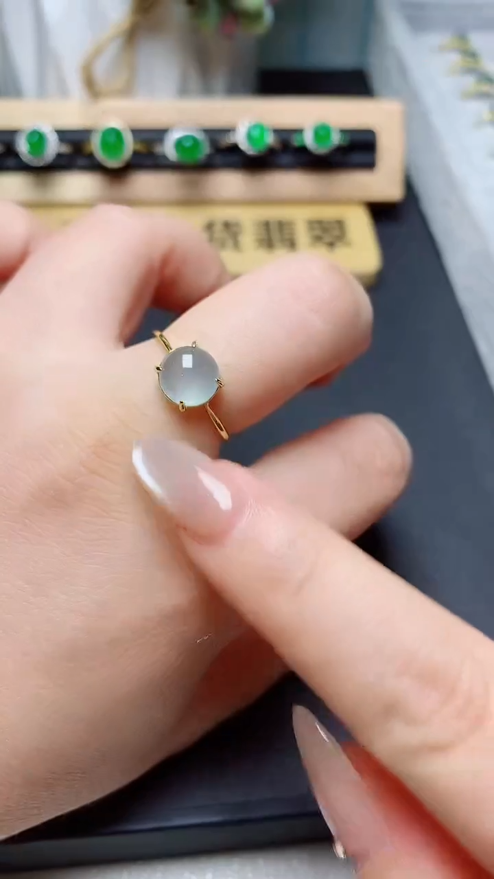 翡翠戒指银S925镶嵌天然翡翠s925银镶嵌