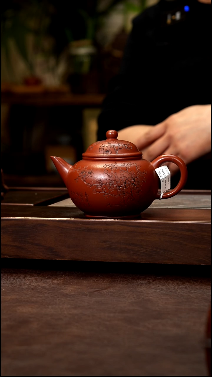茶壶紫砂朱泥刻绘水平210cc左右
