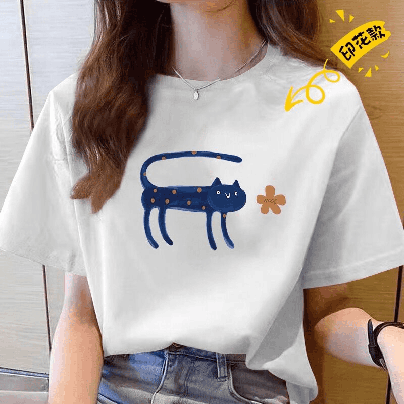 【100%纯棉】上新女款女士百搭潮流短袖t恤春夏圆领显瘦半袖