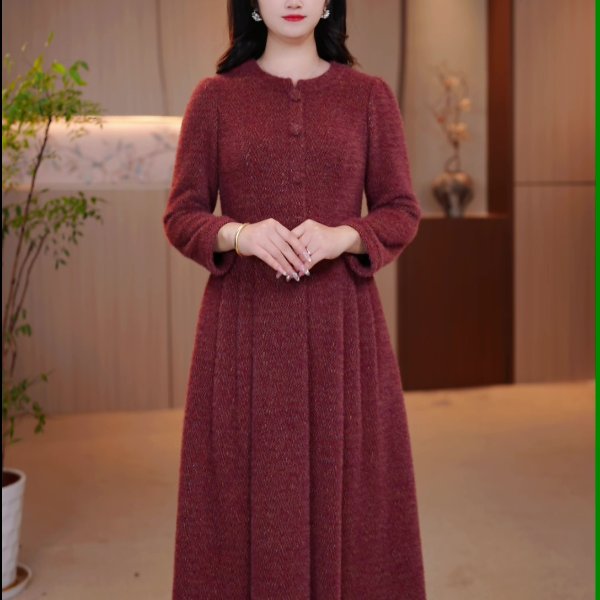 冬季新款大码女装连衣裙加绒加厚遮肉显瘦加大显瘦FY-9927