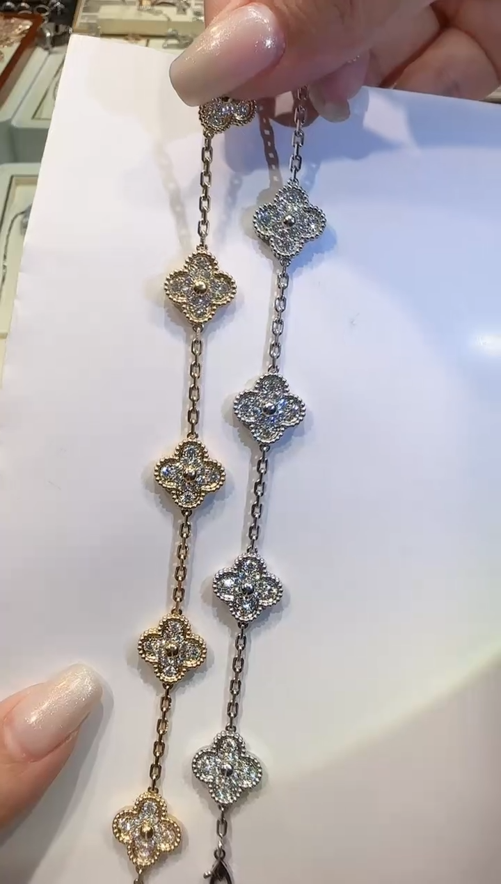 【闪购商品】钻石手链18K金镶嵌满钻五花手链（多样性发其一）