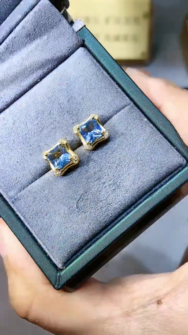 【闪购商品】海蓝宝石耳饰银S925镶嵌1234