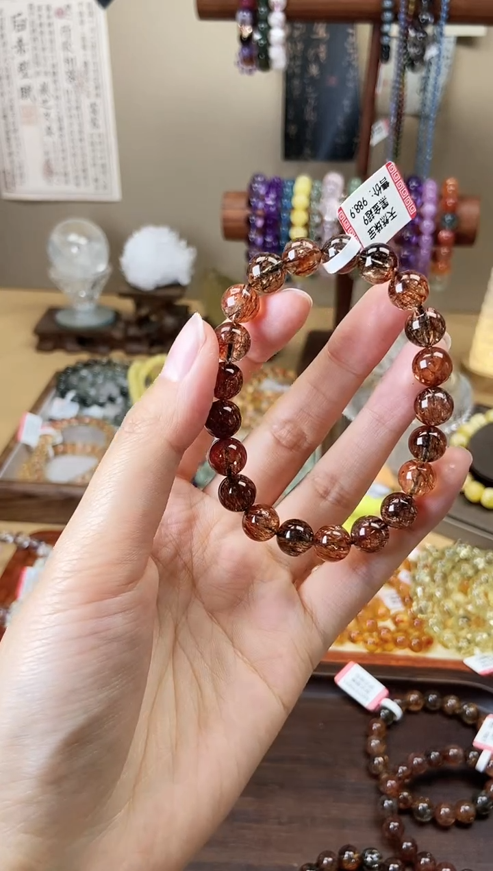 【闪购商品】水晶手链未镶嵌9mm黑金超七
