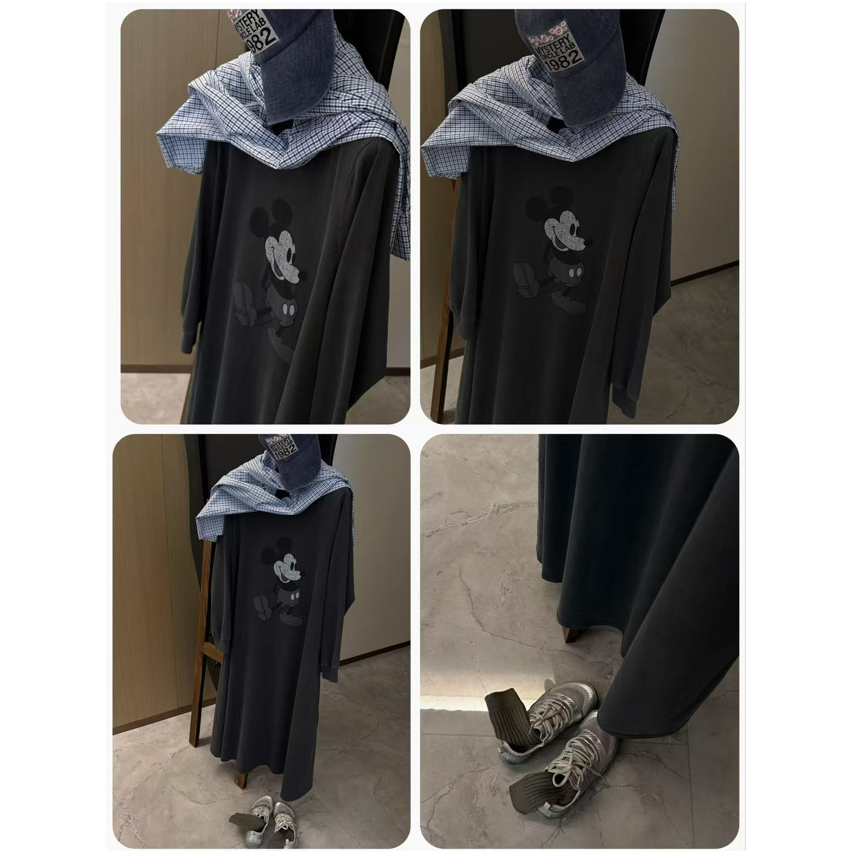 十三行白白家-很有调～东大门也上了米奇长T连衣裙A摆砂做旧#5909