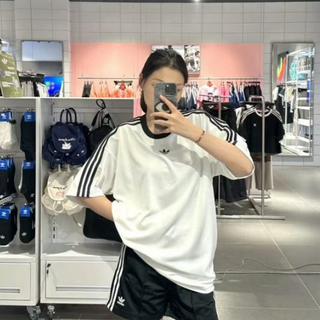 adidas 三叶草ADICOLORJACQUARDJERSEY休闲短袖圆领球衣 JW5877 S