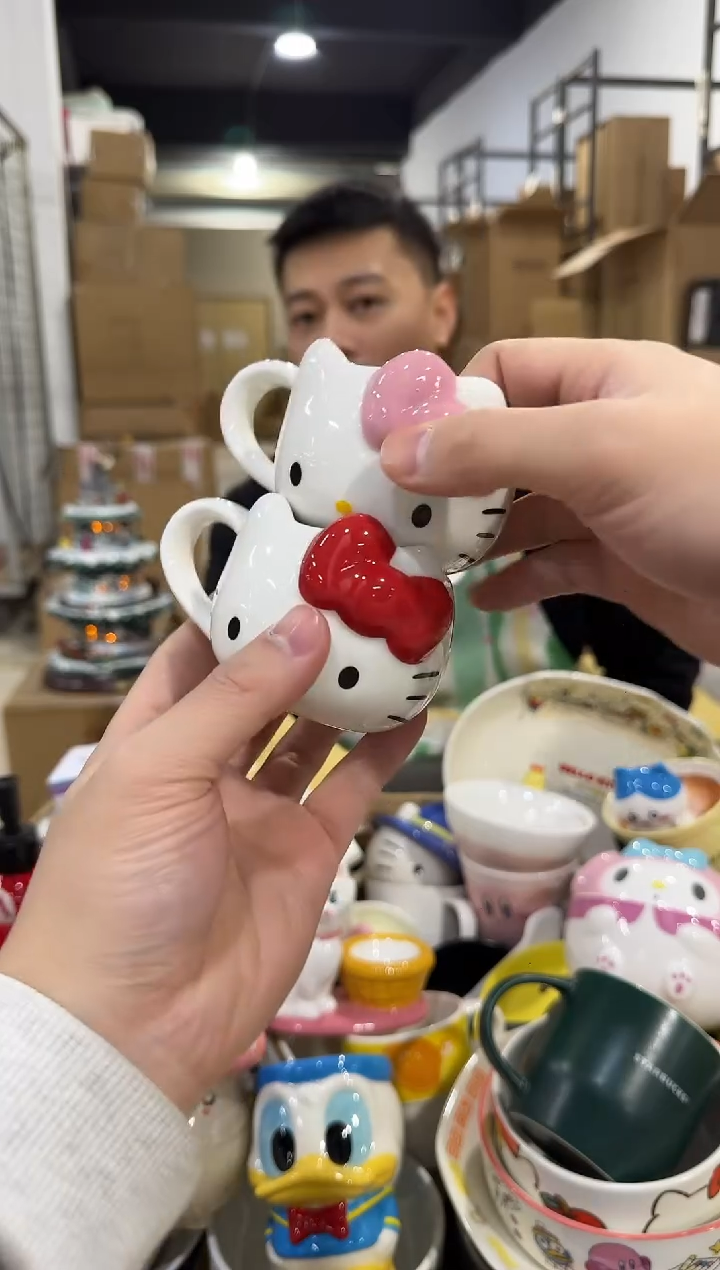 瓷片kkkt 一口杯 红色加粉色