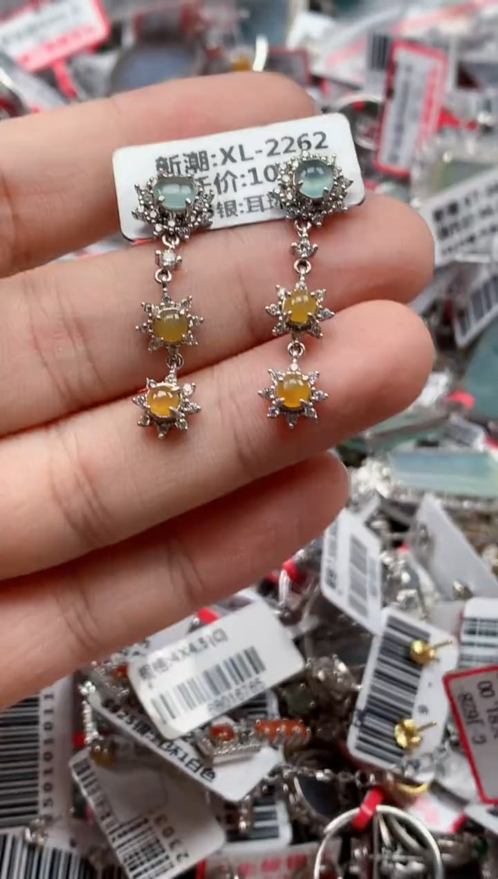 银S925镶嵌戒指翡翠天然A货缅甸翡翠