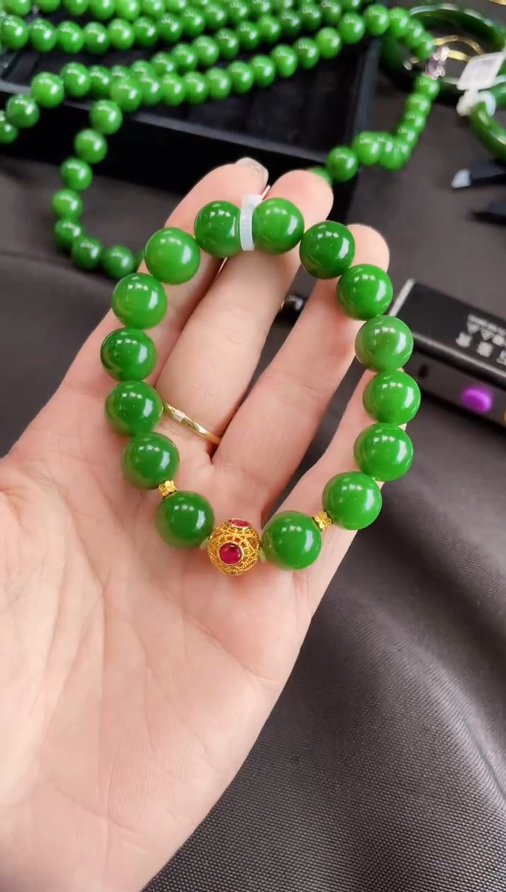 【闪购商品】和田玉手串18K金镶嵌多样性发一 