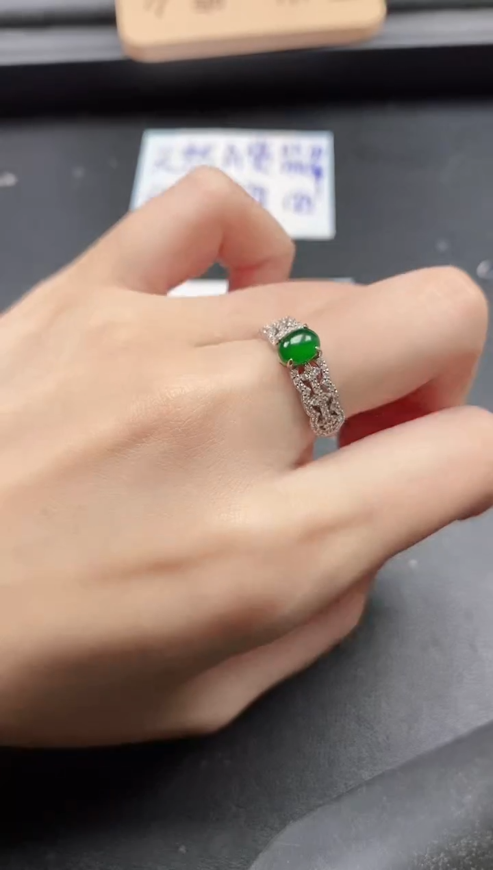 翡翠戒指银S925镶嵌511