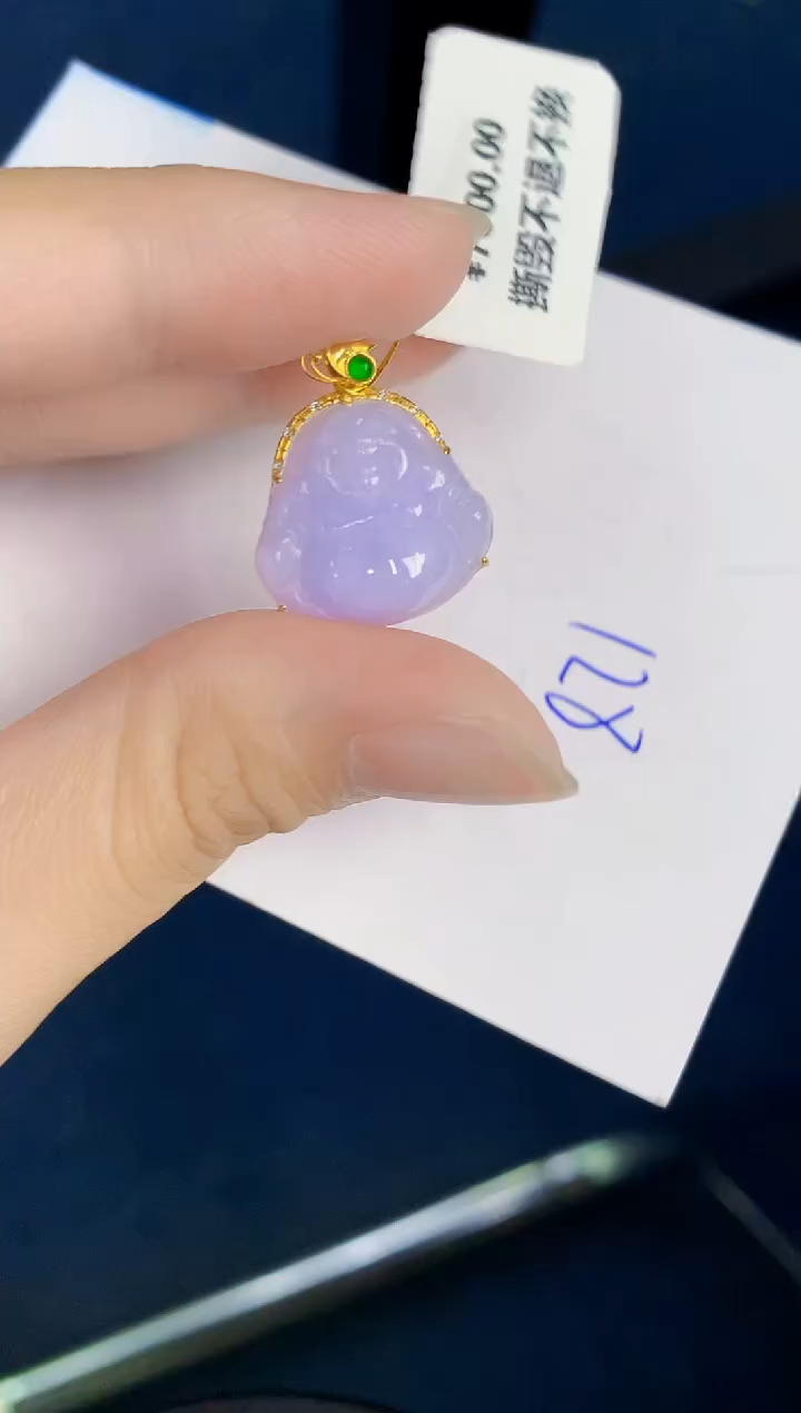 翡翠18K金镶嵌颈饰天然翡翠缅甸A货