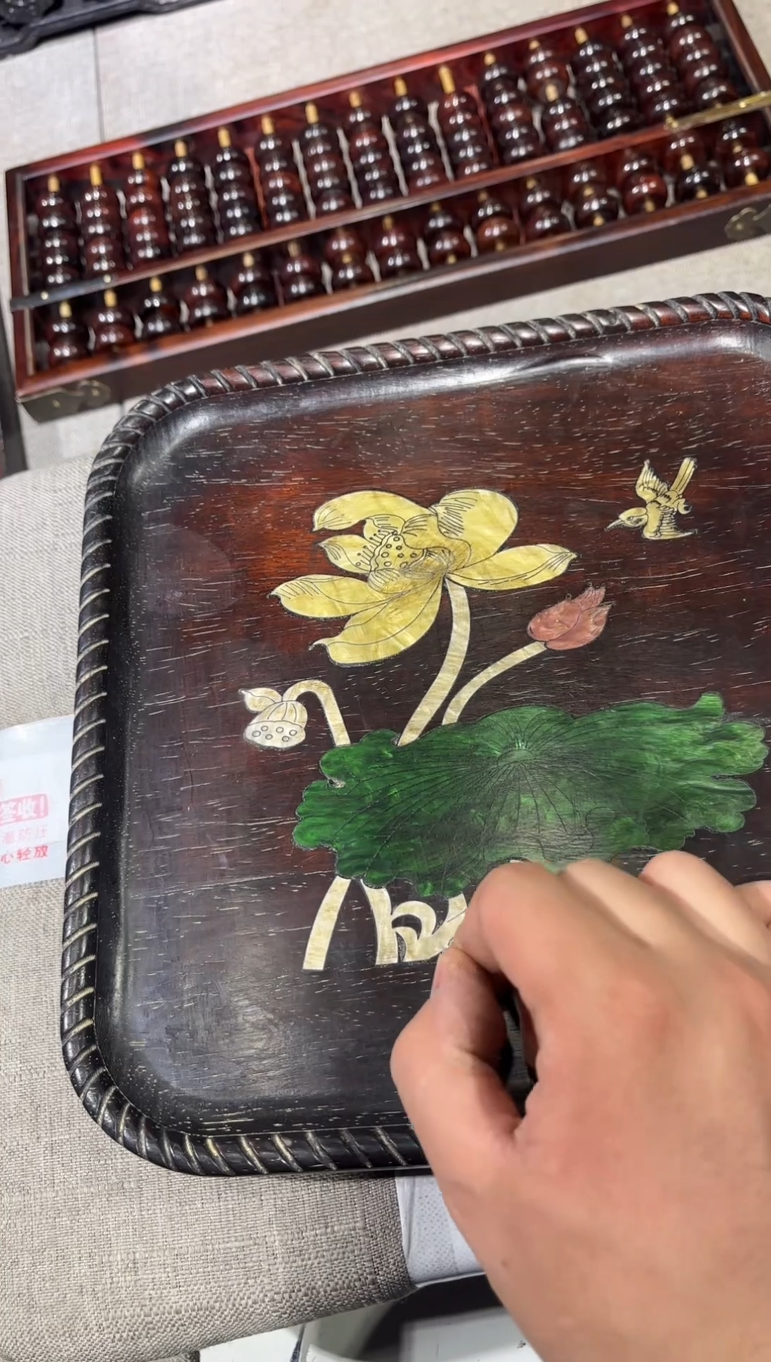 木紫檀两只鸟茶盘