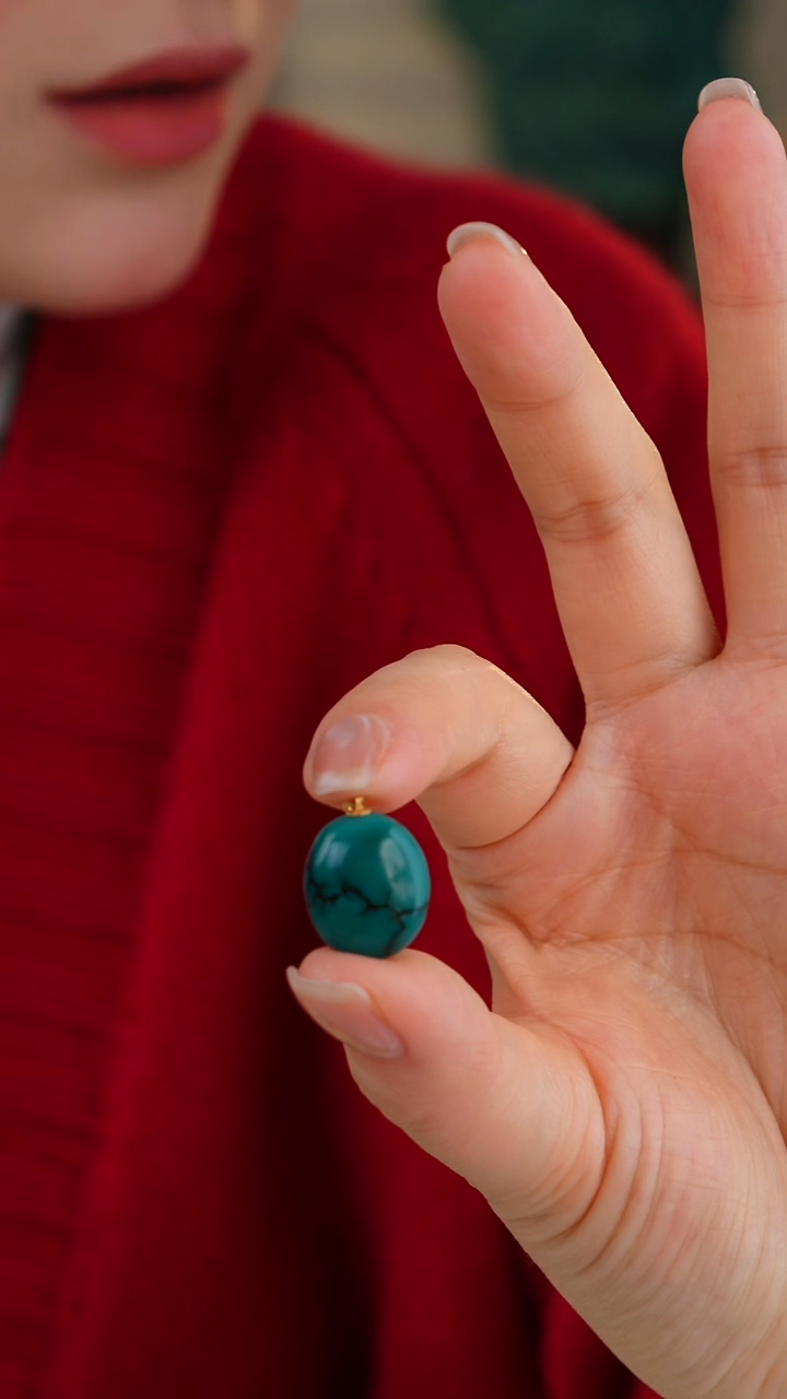 【闪购商品】绿松石吊坠(不含链)18K金镶嵌1