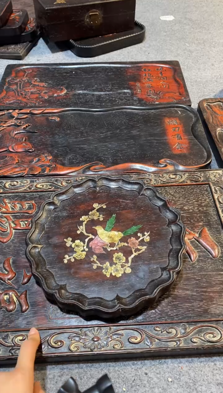 香榧木紫檀拆件雕刻板以直播间实物为准