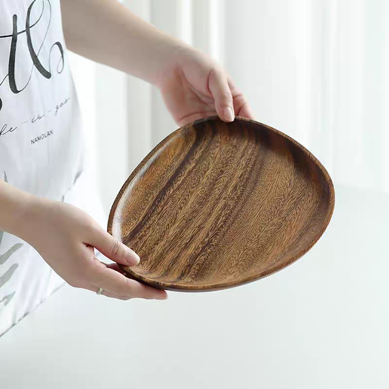 胡桃木简约心形茶托盘干泡茶盘早餐零食盘用品餐厅木质托盘茶点盘