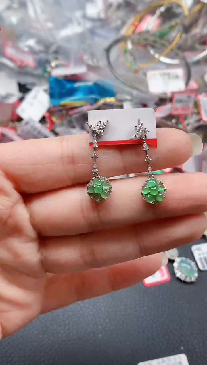 银S925镶嵌戒指翡翠天然A货缅甸翡翠