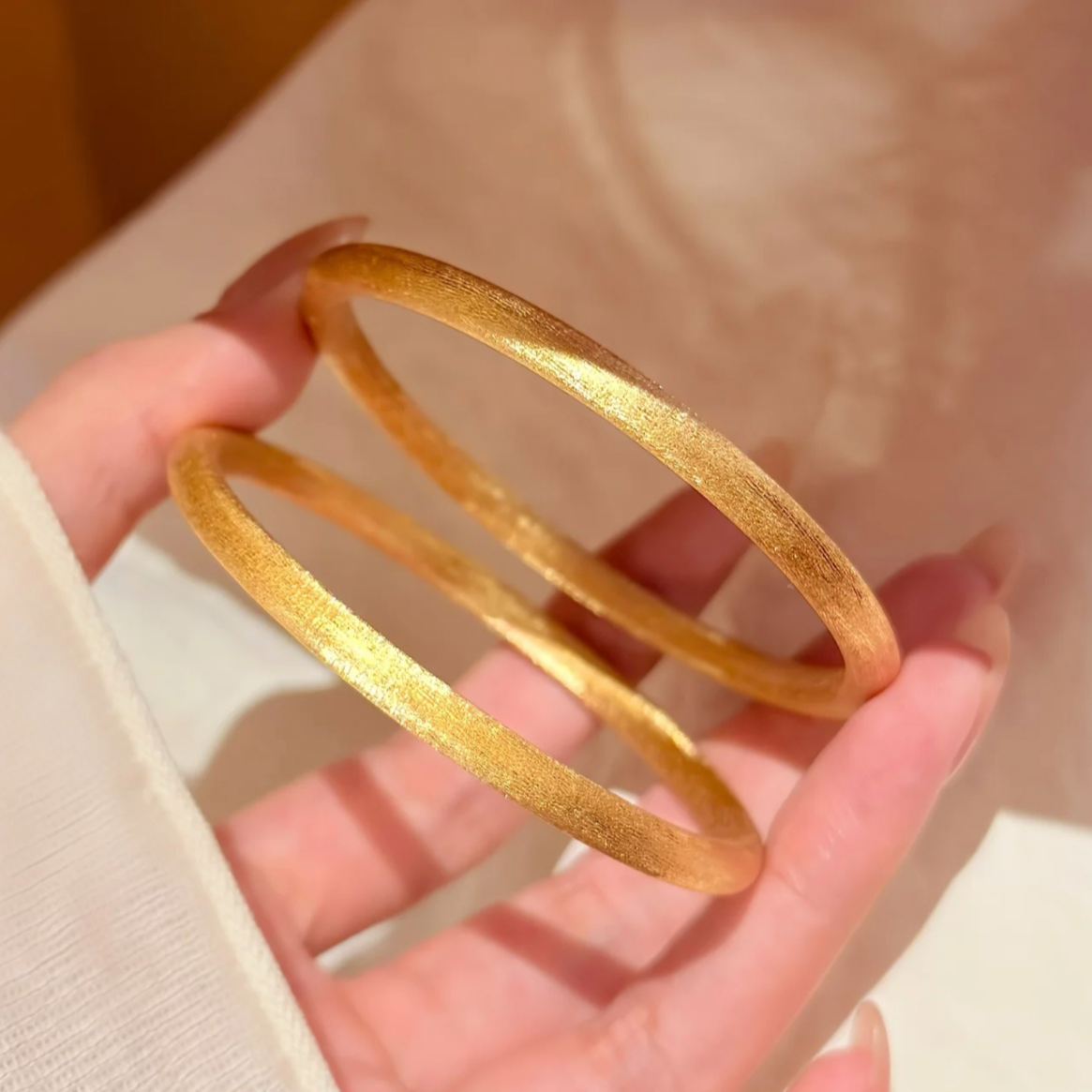 铜合金手镯 新中式国潮风丝绒素圈手镯丝绒卡丝5mm手镯星光手镯