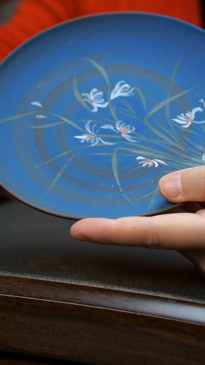 【闪购商品】紫砂茶壶蓝色花花壶承