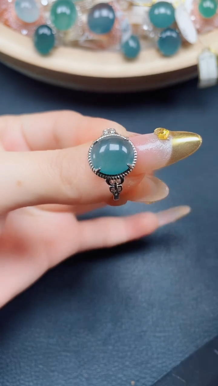 【闪购商品】翡翠戒指银S925镶嵌翡翠