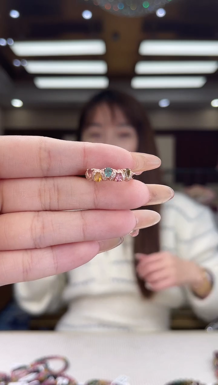 【闪购商品】碧玺/银S925镶嵌碧玺戒指5多样性发货