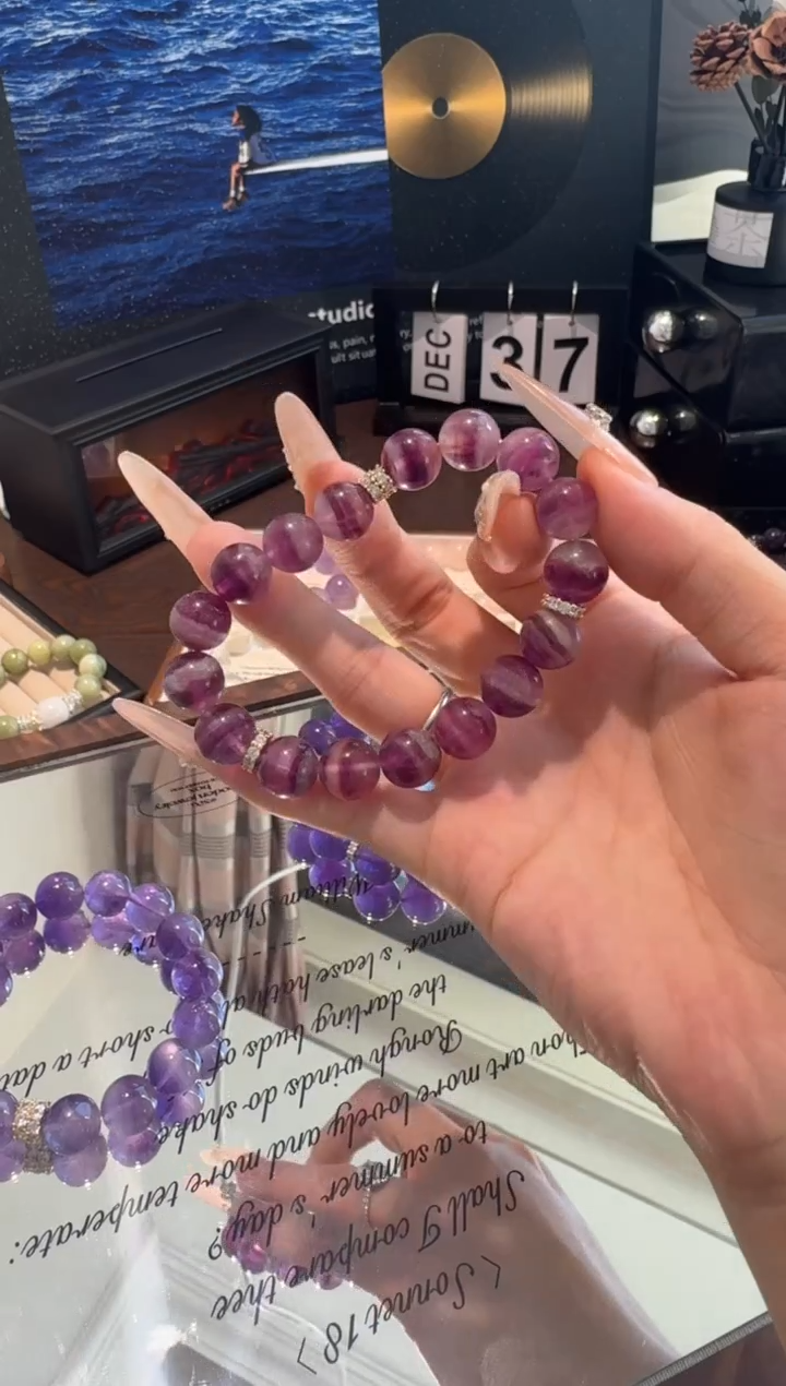 水晶手串未镶嵌千层紫