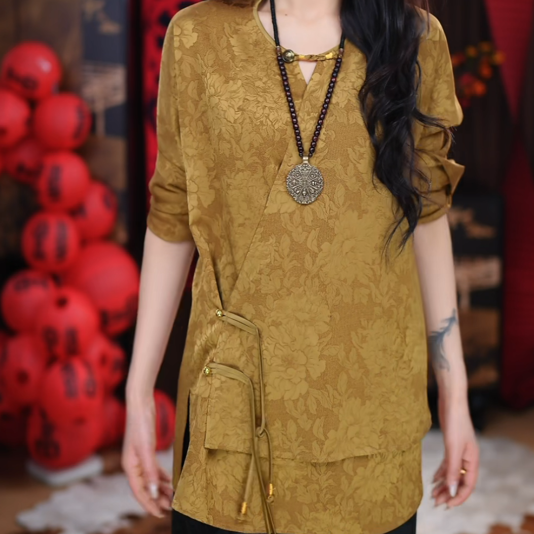 【景尧】新中式外套时尚复古提花长袖立领宽松国风立领外套