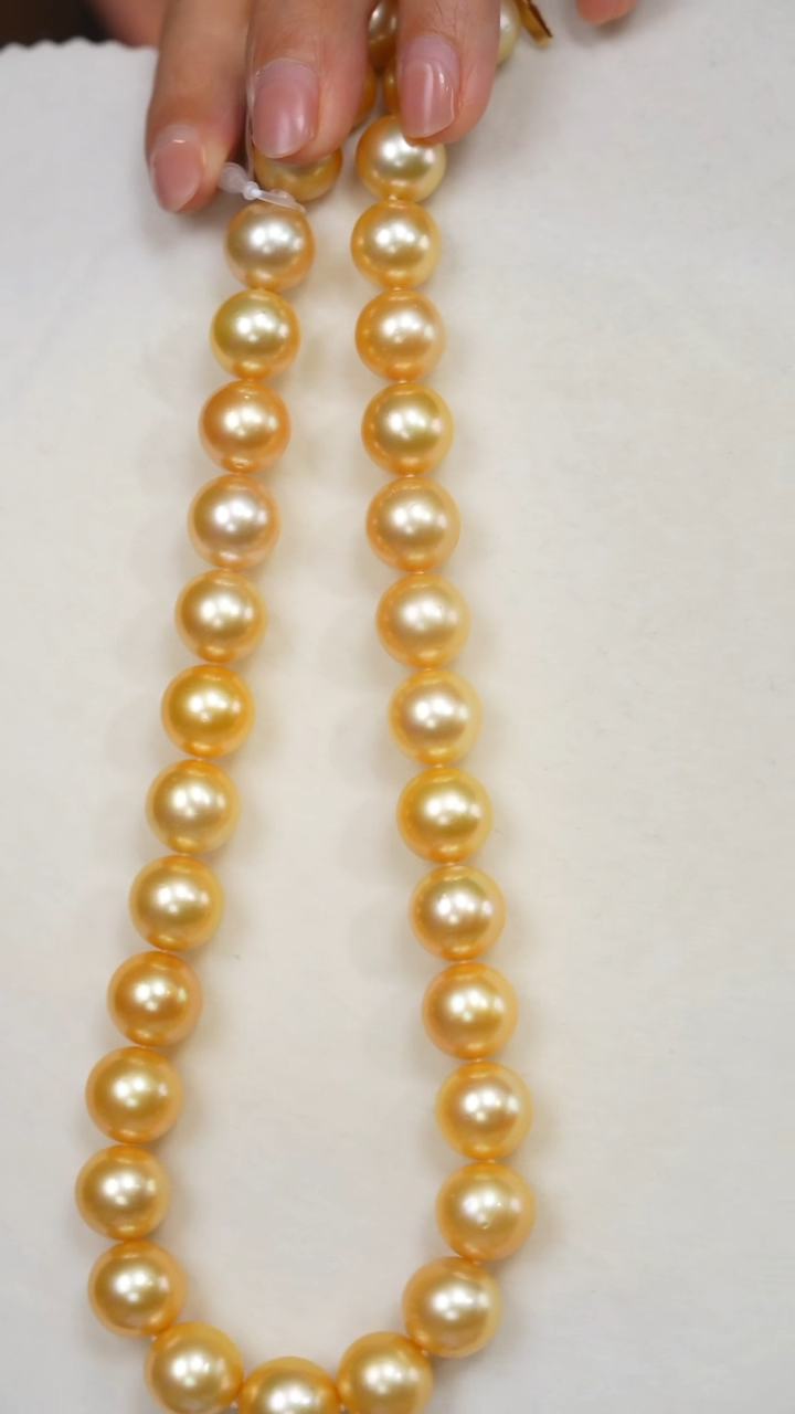 【闪购商品】海水珍珠项链14K金镶嵌金珠12-13.5mm