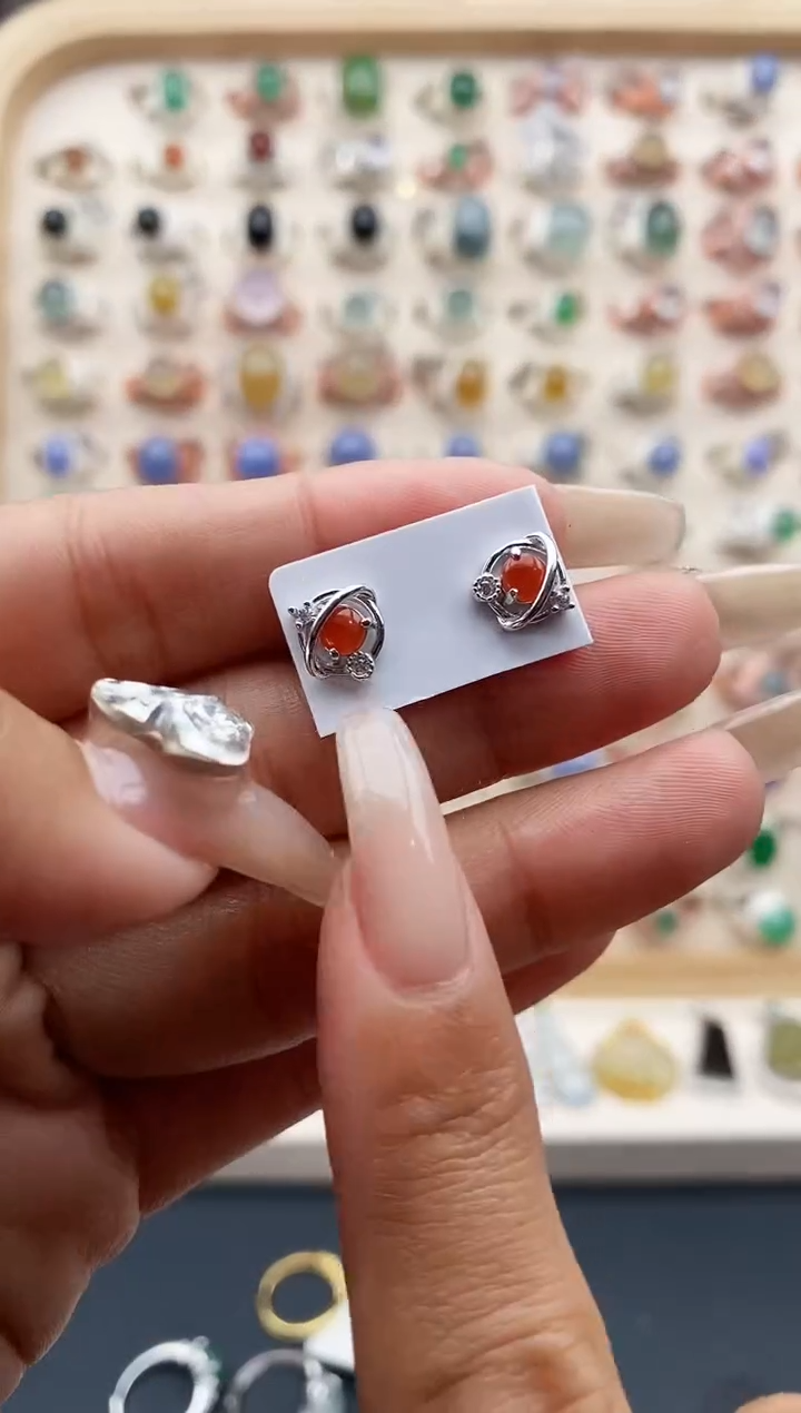 【闪购商品】翡翠戒指银S925镶嵌缅甸天然A货翡翠222  7+