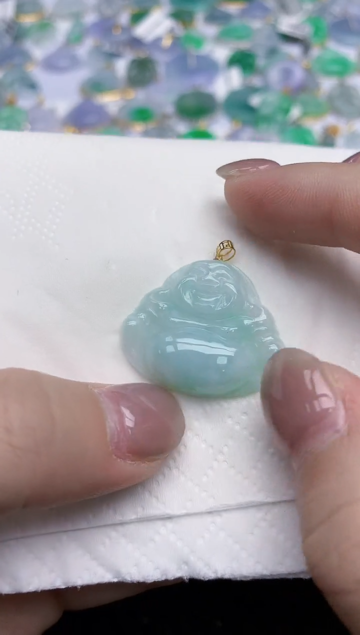 【闪购商品】翡翠颈饰18K金镶嵌天然翡翠A货